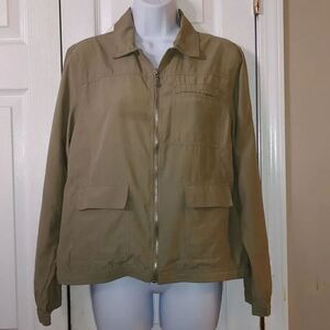 Oleg Cassini Sport lightweight  zip up jacket light olive green Sz S